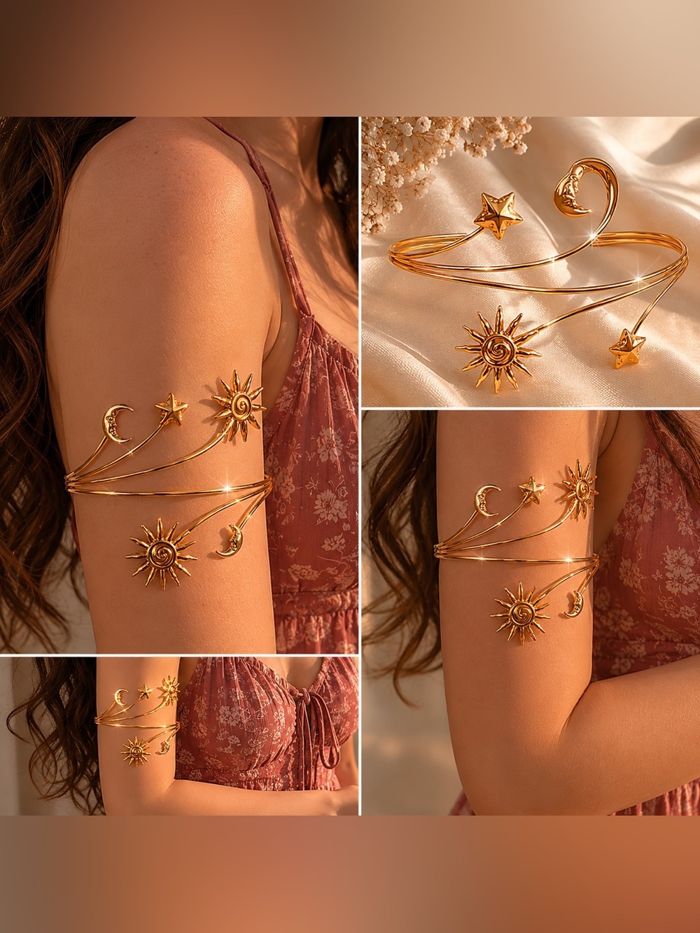 ✨ Celestial Sun & Moon Arm Cuff Bracelet ✨